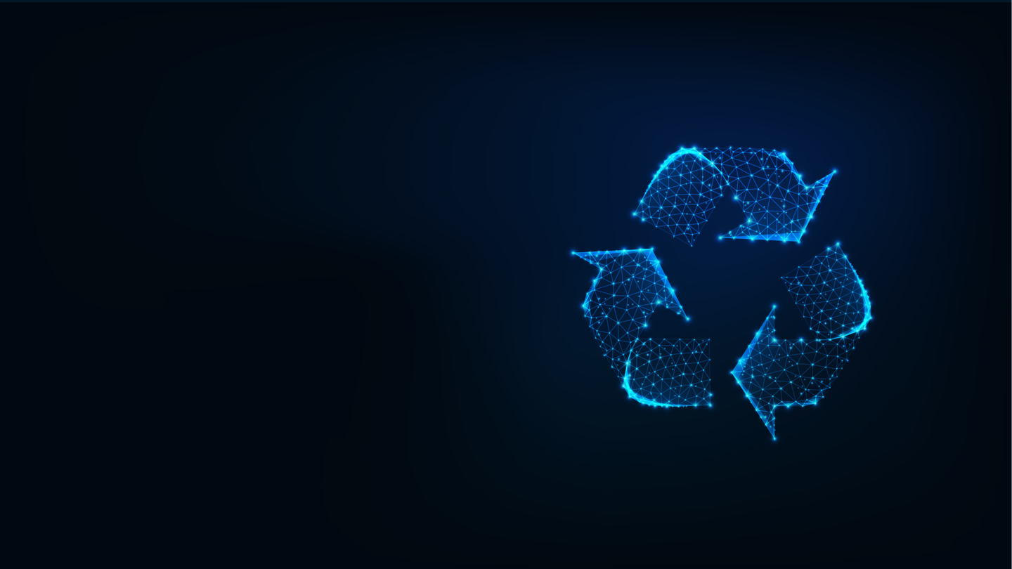 Blue recycle logo for beryllium recycling and reclamation