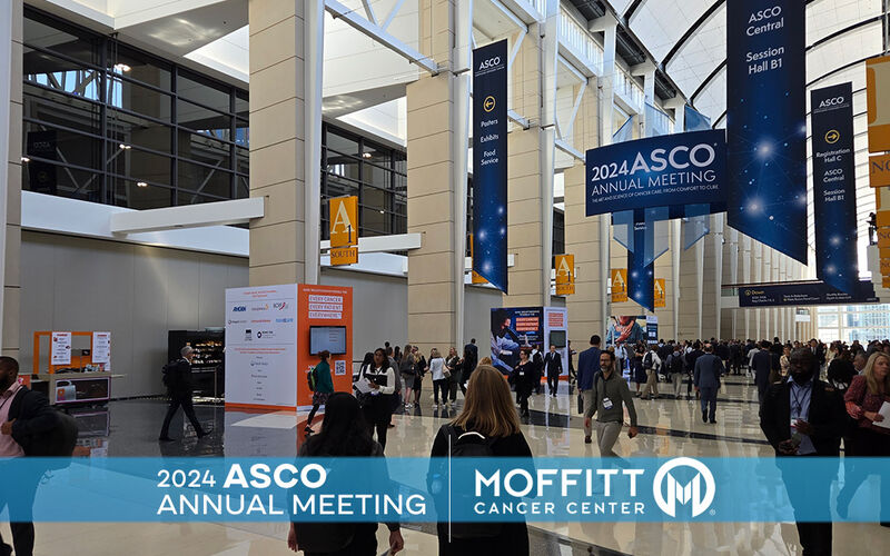 Photo of people walking around McCormick Place in Chicago during ASCO