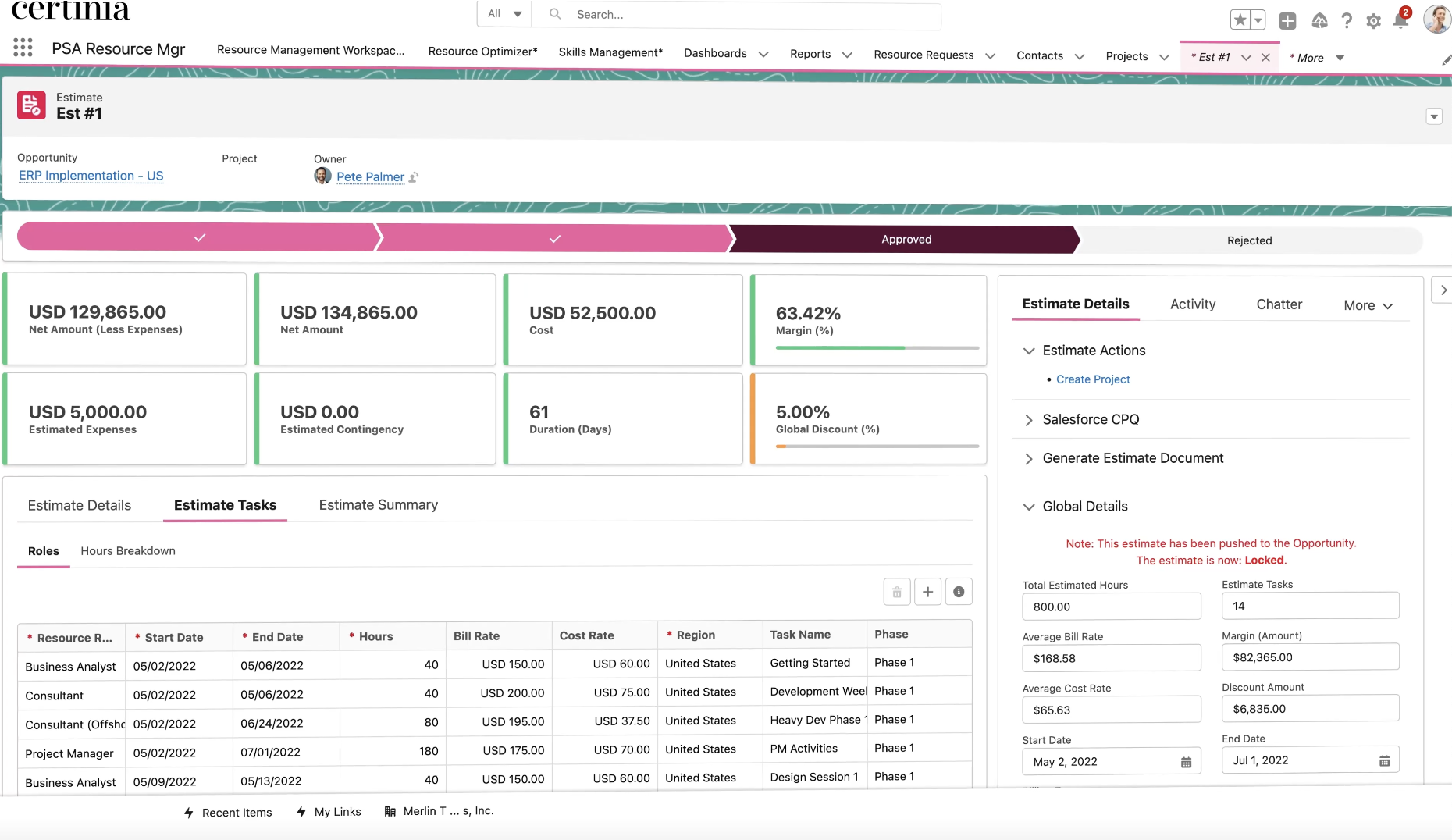 Colorful Certinia dashboard view showing financial metrics, visual charts, and account-level breakdowns for reporting.