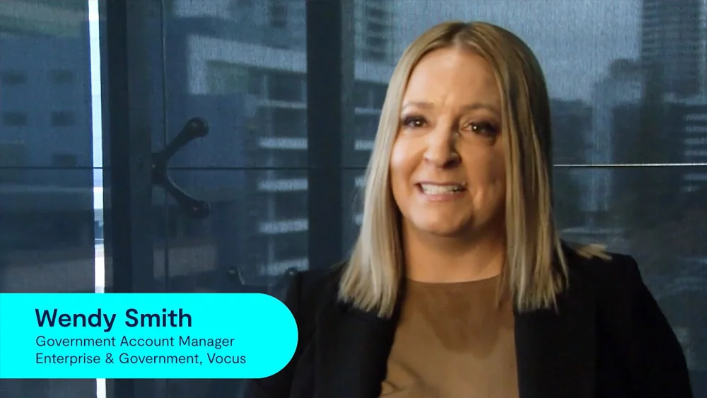 Still from the Vocus video: Secure connectivity for disasters and critical response. Wendy Smith, Government Account Manager