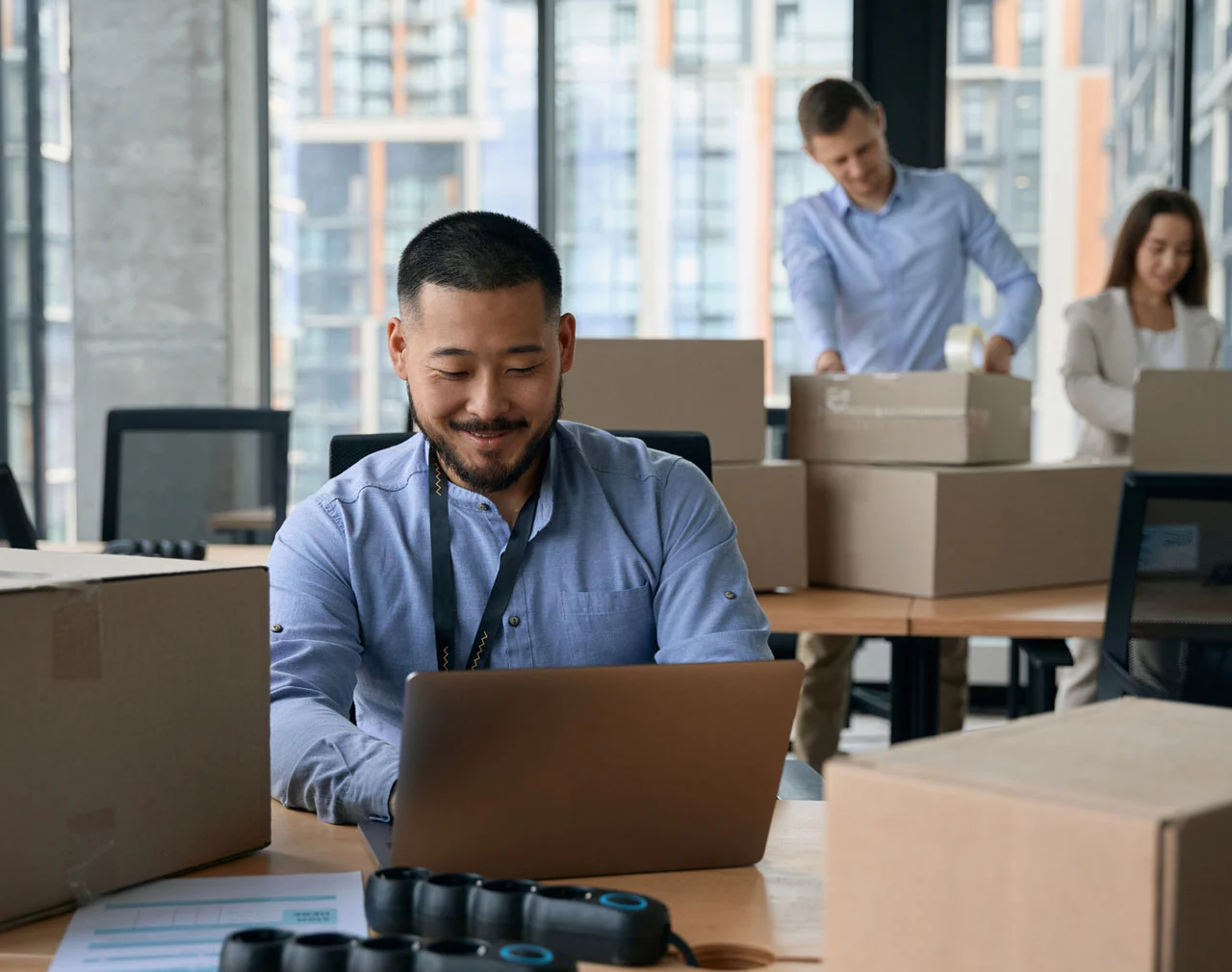 Image of business worker looking at laptop