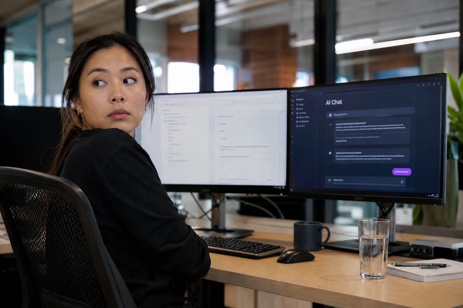 Team member using AI chat at work