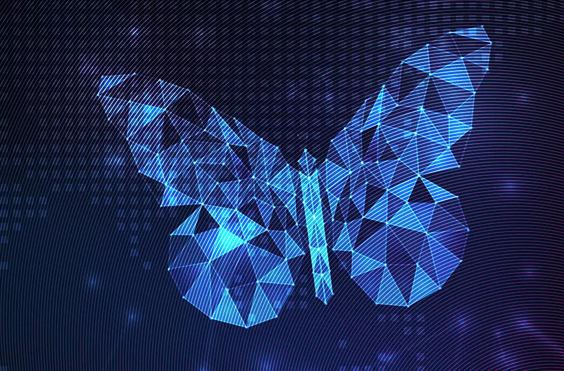 Cover image of ebook, featuring digital butterfly 