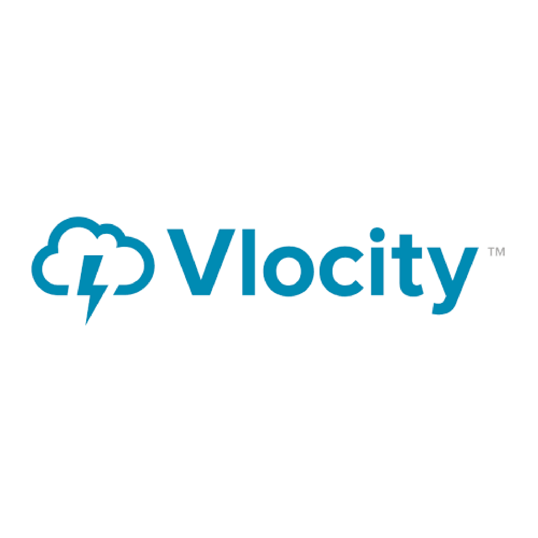 Vlocity logo with a blue cloud and lightning bolt icon next to the name in blue text