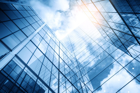 glass buildings using glass coatings