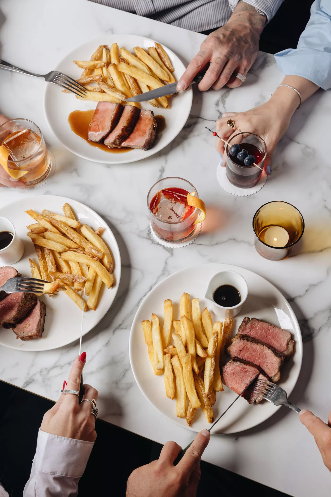 Sreak frites and cocktails
