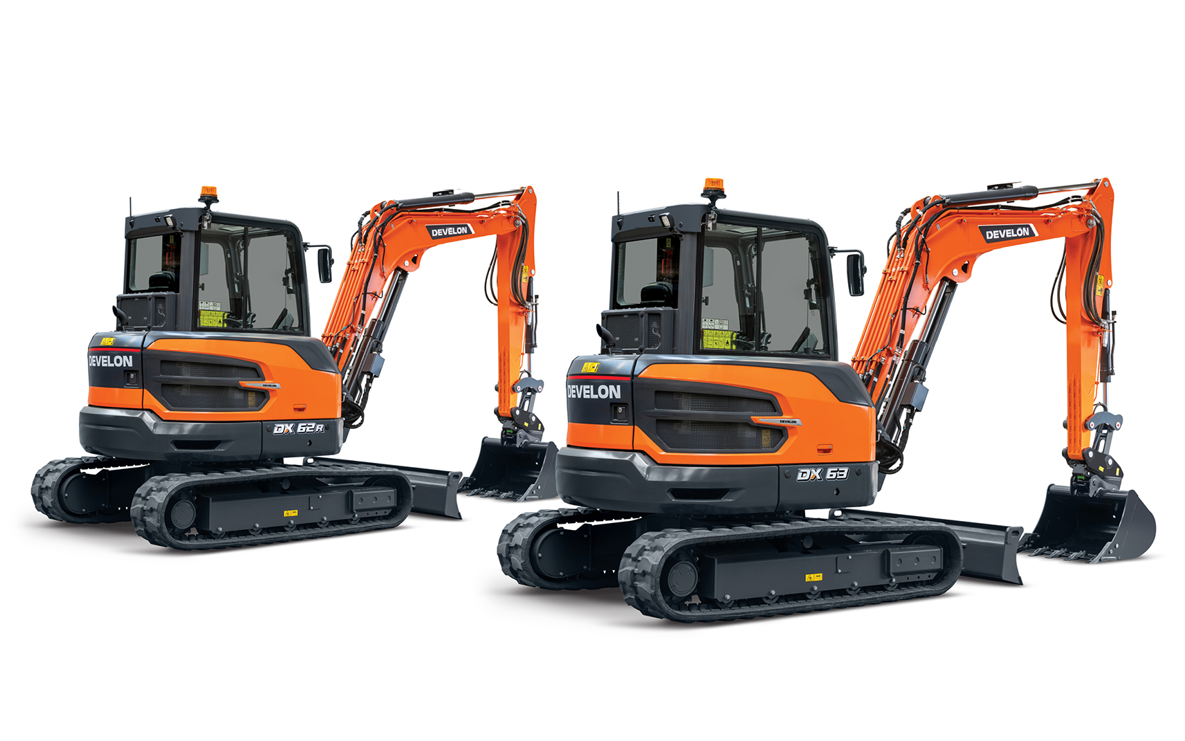 COBs of the DEVELON DX62R-7 and DX63-7 mini excavators with their updated design.