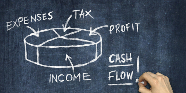 Hand Writing Cash Flow on Blackboard