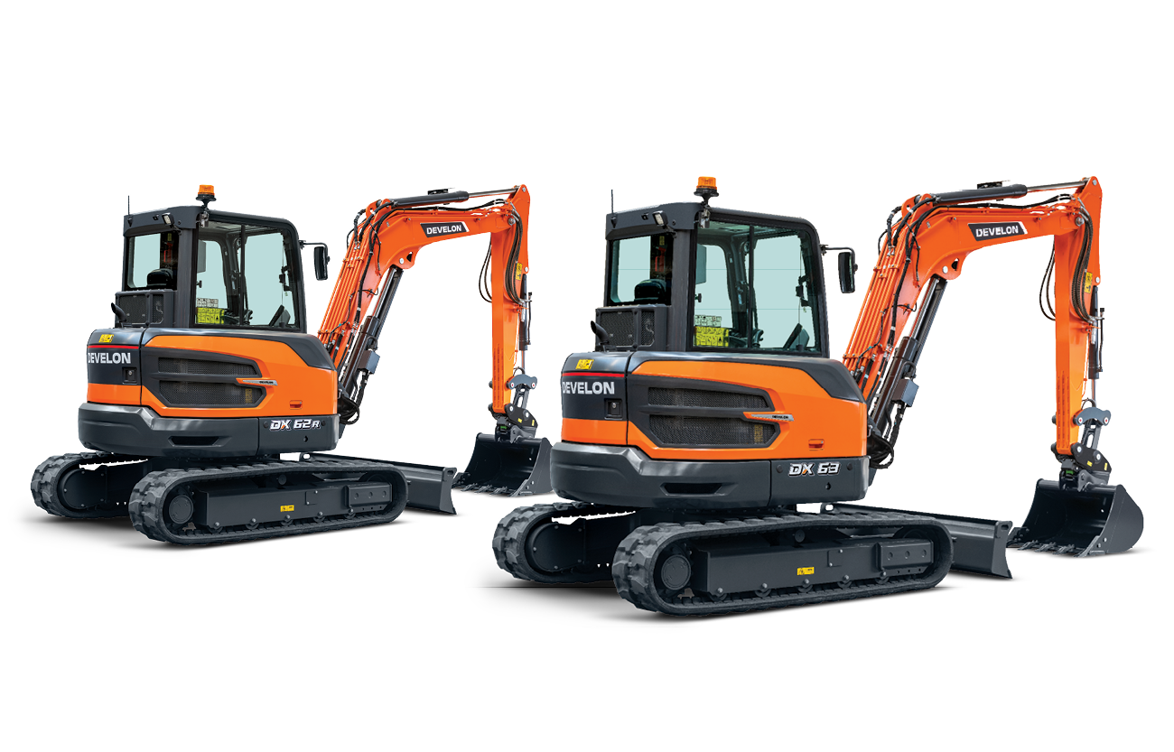 COBs of the DEVELON DX62R-7 and DX63-7 mini excavators with their updated design.