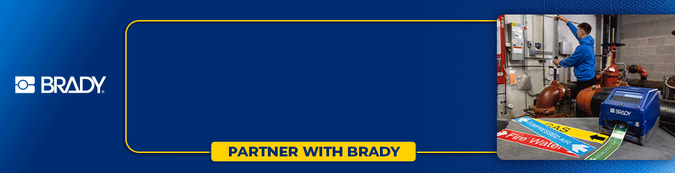 Billboard Ad by Brady - Stop juggling vendors, printers, signage and support all from Brady. Partner with Brady button