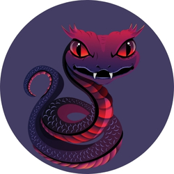Illustrated red belly snake looking angry