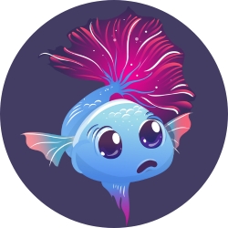 Illustrated Siamese Fighter Fish looking lonely