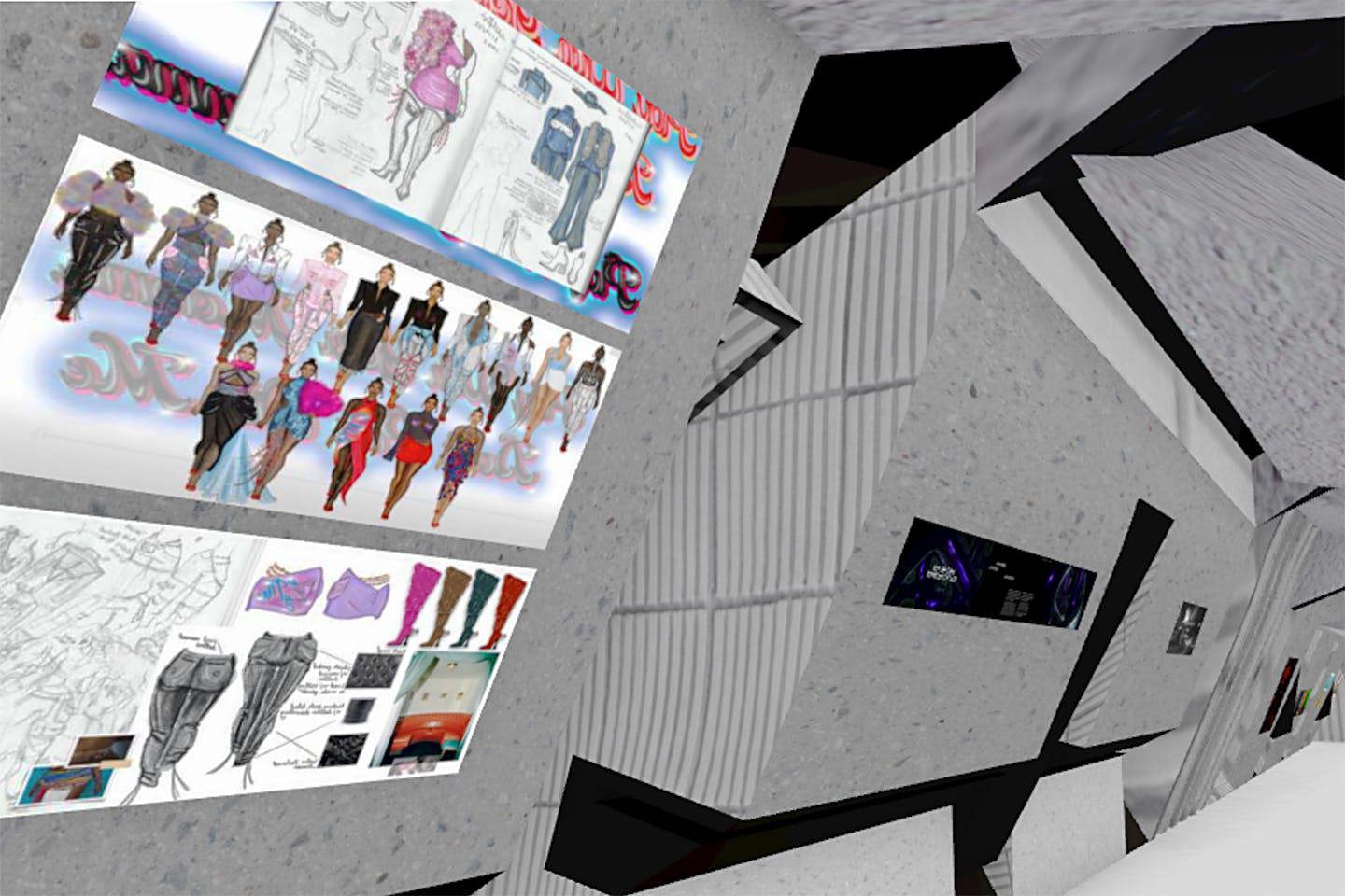 Rendering of Cummings’ virtual gallery and critique space.