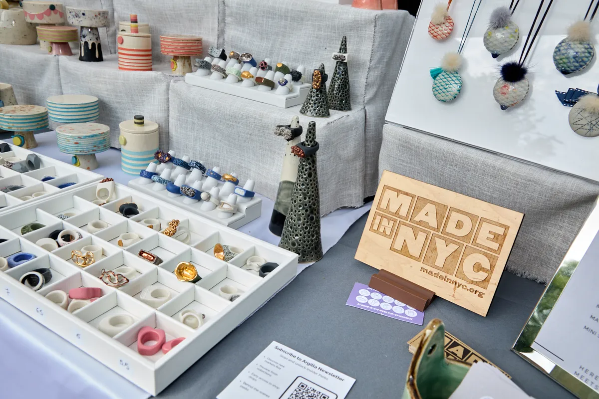 Setting up at a pop-up market - Argilla NYC booth.webp