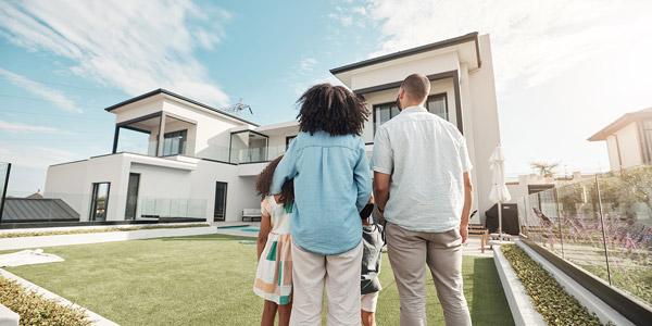 family looking at a house