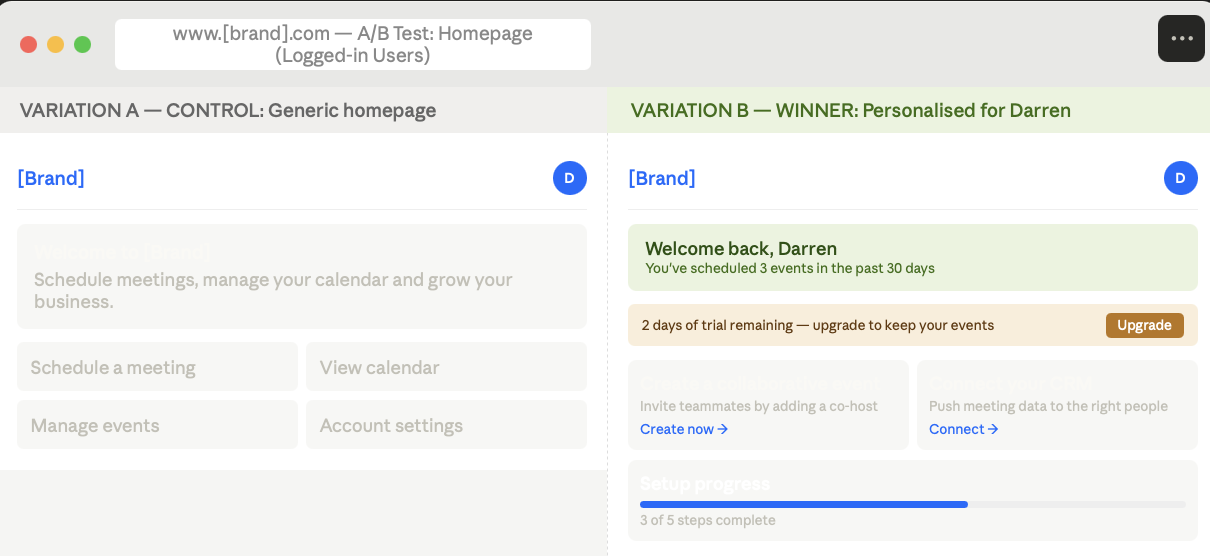 Startseite – Test für angemeldete Benutzer