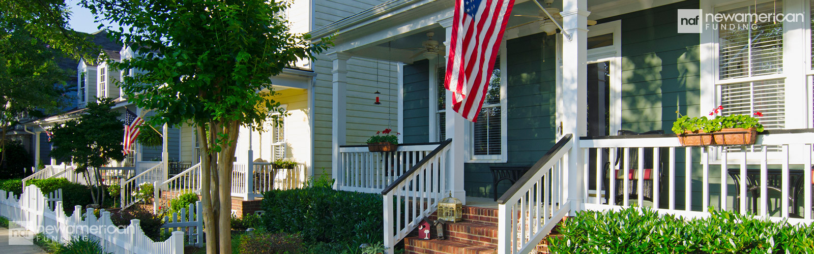 house with an American flag