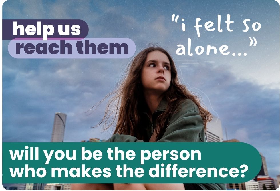 Girl staring into the distance with the text: will you be the person who makes the difference?