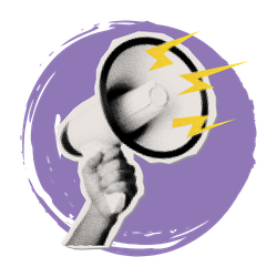 Someone holds up a megaphone