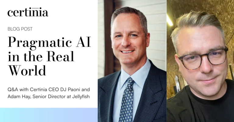 Q&A cover image - Pragmatic AI in the Real World - with Certinia CEO DJ Paoni and Jellyfish Senior Director Adam Hay