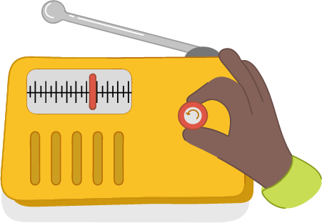 A person fiddling with an AM/FM radio