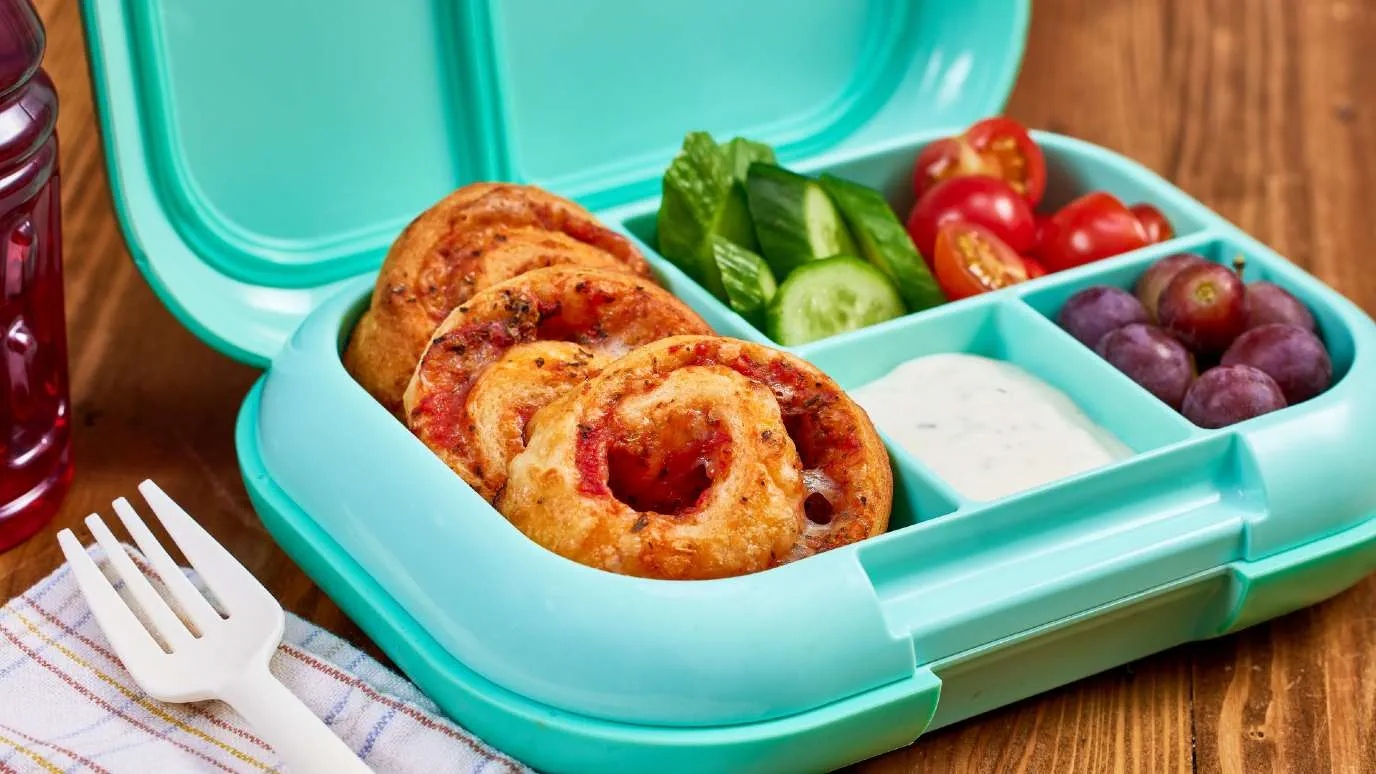 Pizza Pinwheels in a Lunch Box