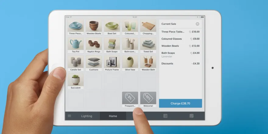 Square software running on a variety of devices