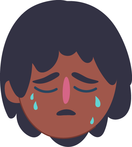 A person with tears running down their face