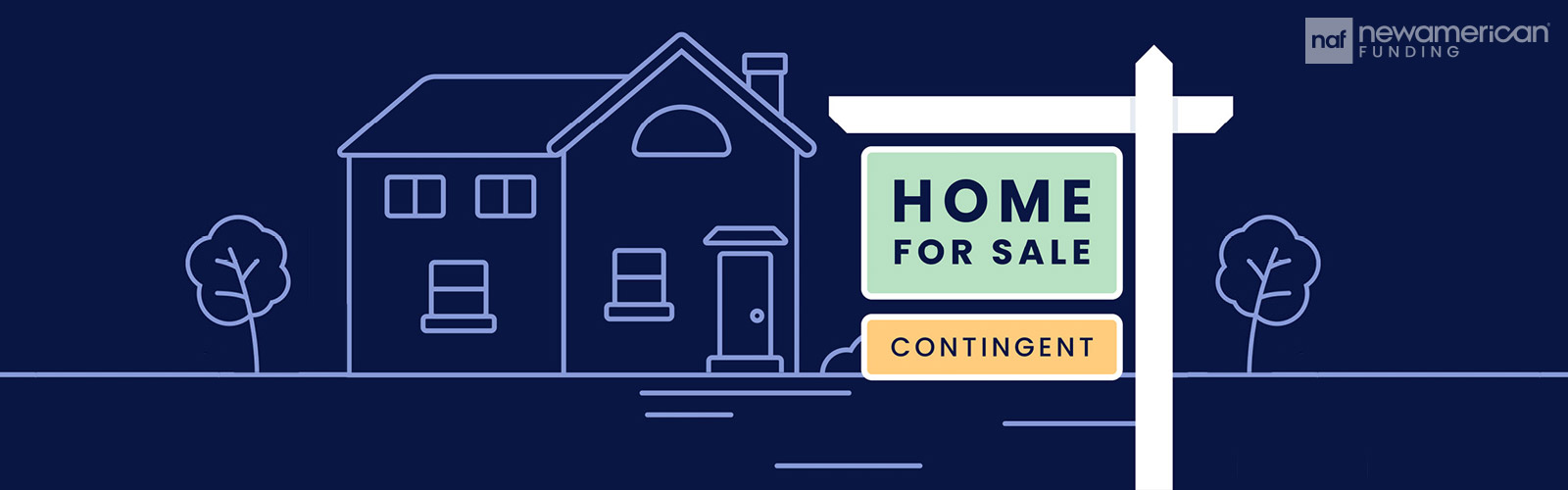 graphic with a drawing of a house and a home for sale sign that says contingent underneath