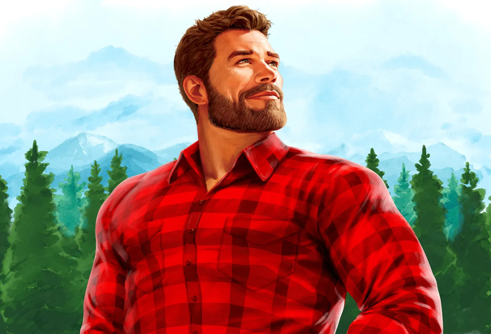 An illustration of the Brawny Man brand mascot