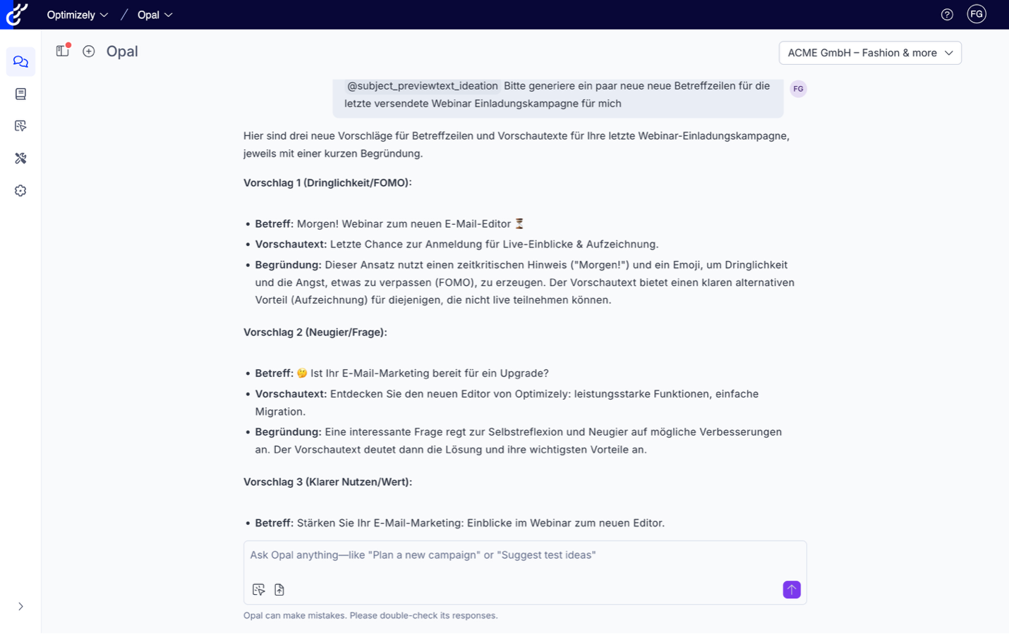 Opal Chat Beispiel 