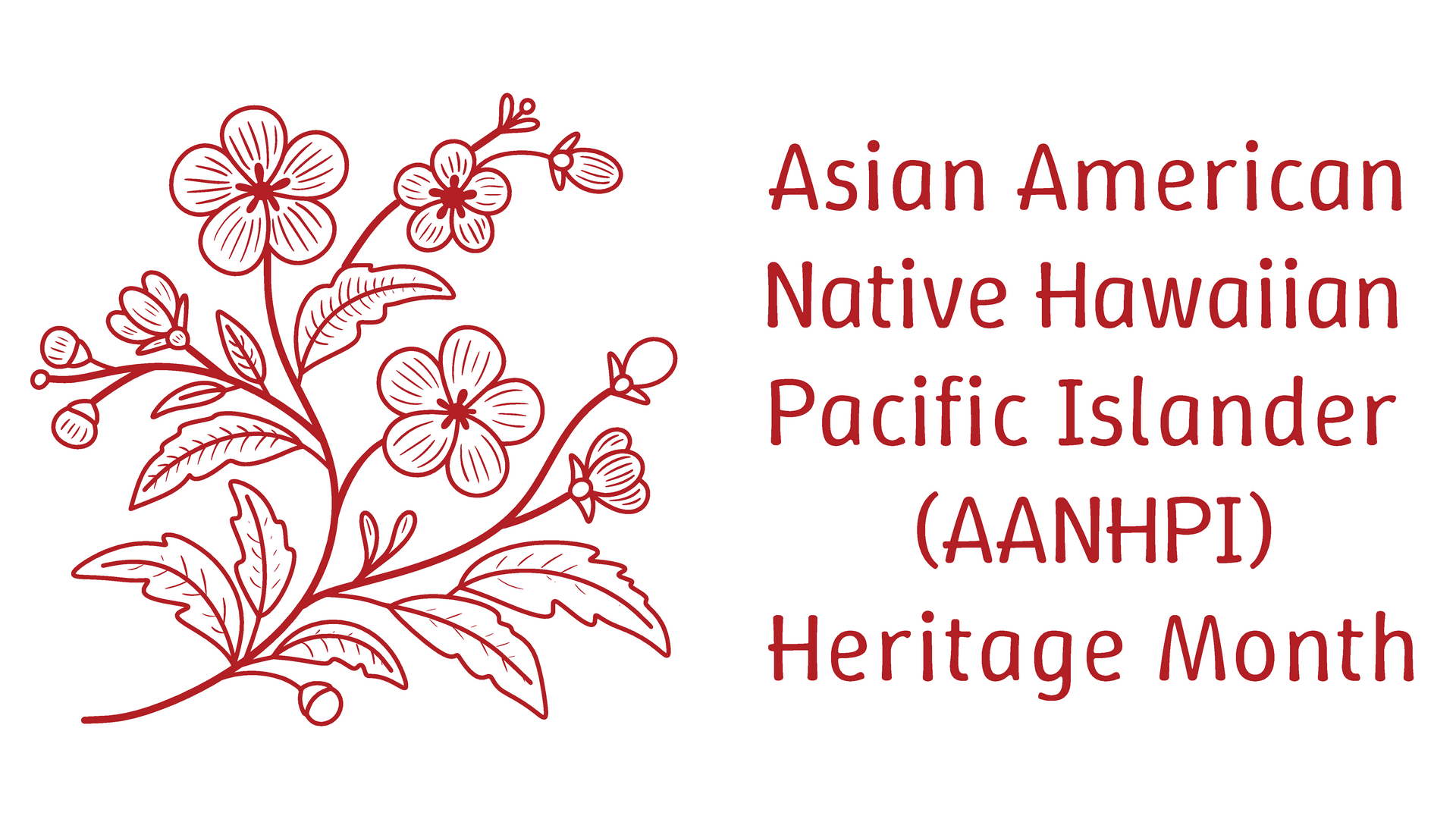 Asian American, Pacific Islander Heritage month vector banner with hand drawn Asian flower branch silhouette. Greeting card, AAPI print