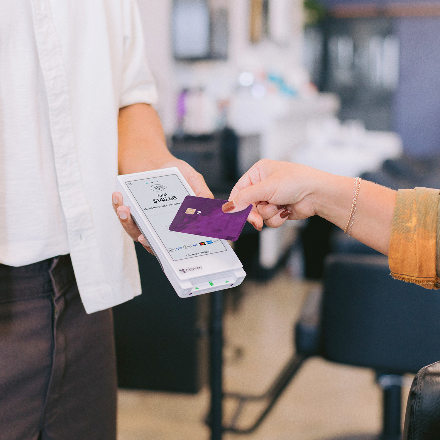 presenting card at payment terminal