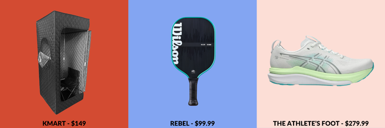 Items from Kmart, Rebel and The Athlete's Foot