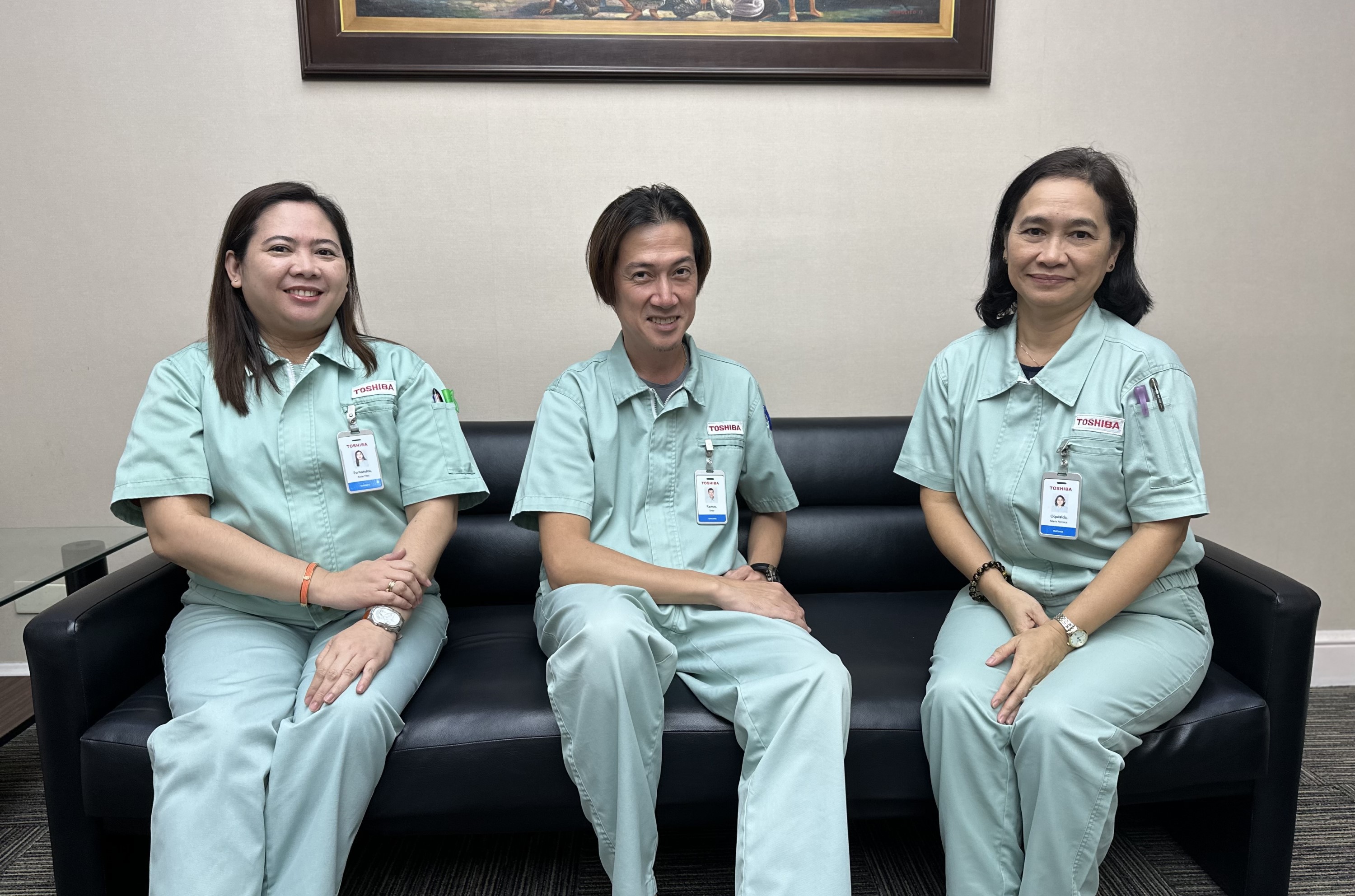 From left: Fernandez Rosiemay, Human Resources Manager, Ramos Emyr General Affairs Manager, Nenoca Oquialda, Procurement Manager, Toshiba Information Equipment (Philippines), Inc.