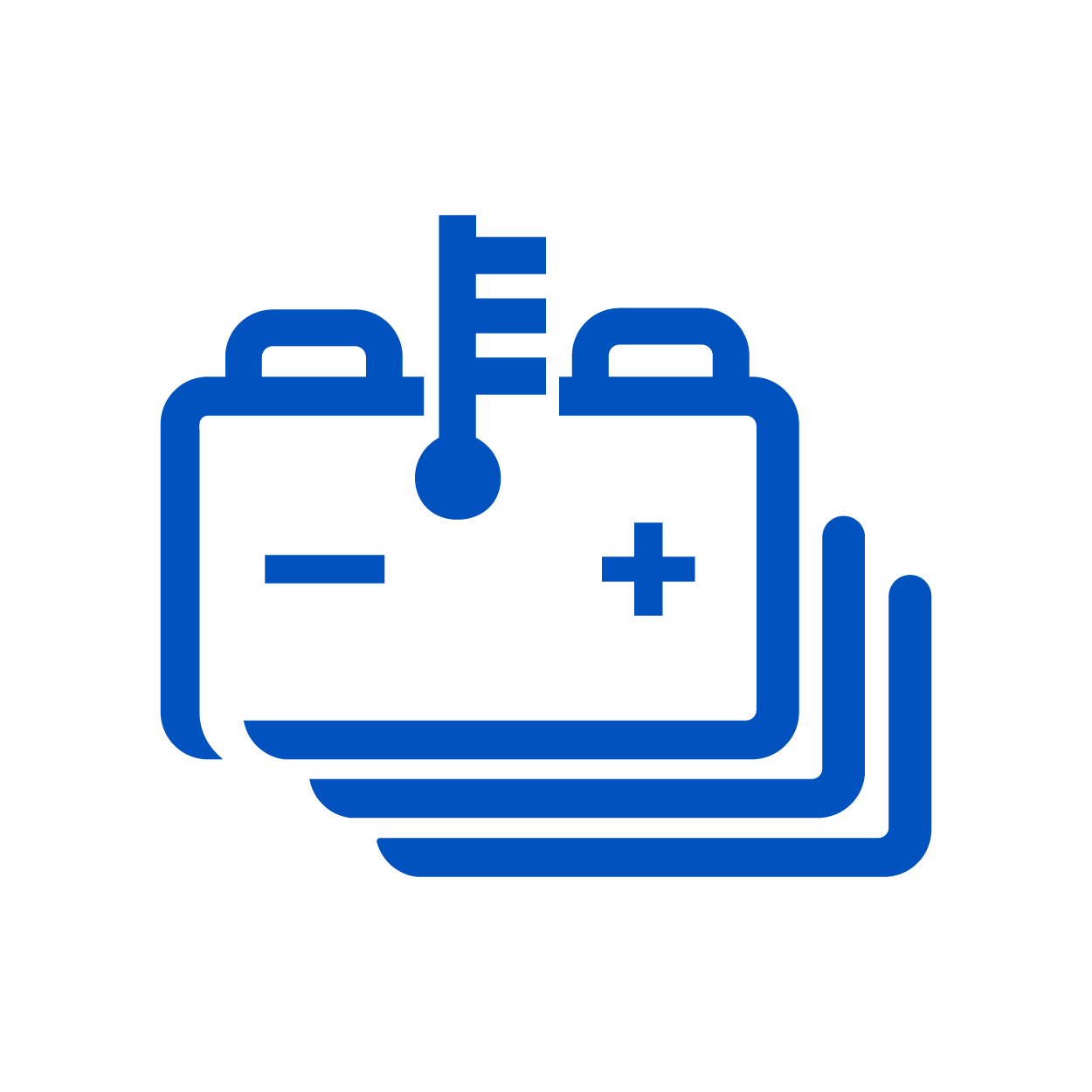 Blue icon of a battery temp warning light
