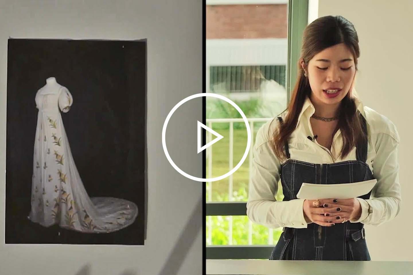 Performance of Illusion/Disillusion Showing Photo of Cotton Gown With Pineapples