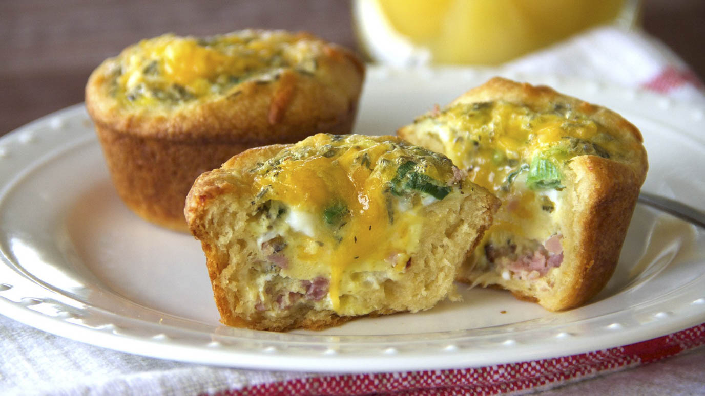 Ham and Cheese Egg Cups on a Plate
