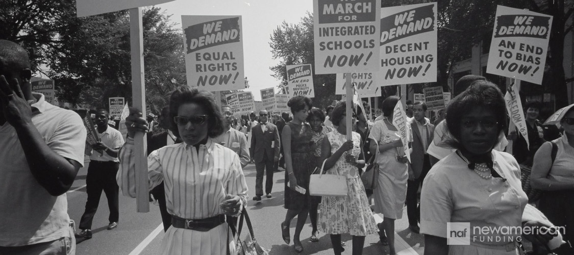 Black protestors marching for Civil Rights in DC