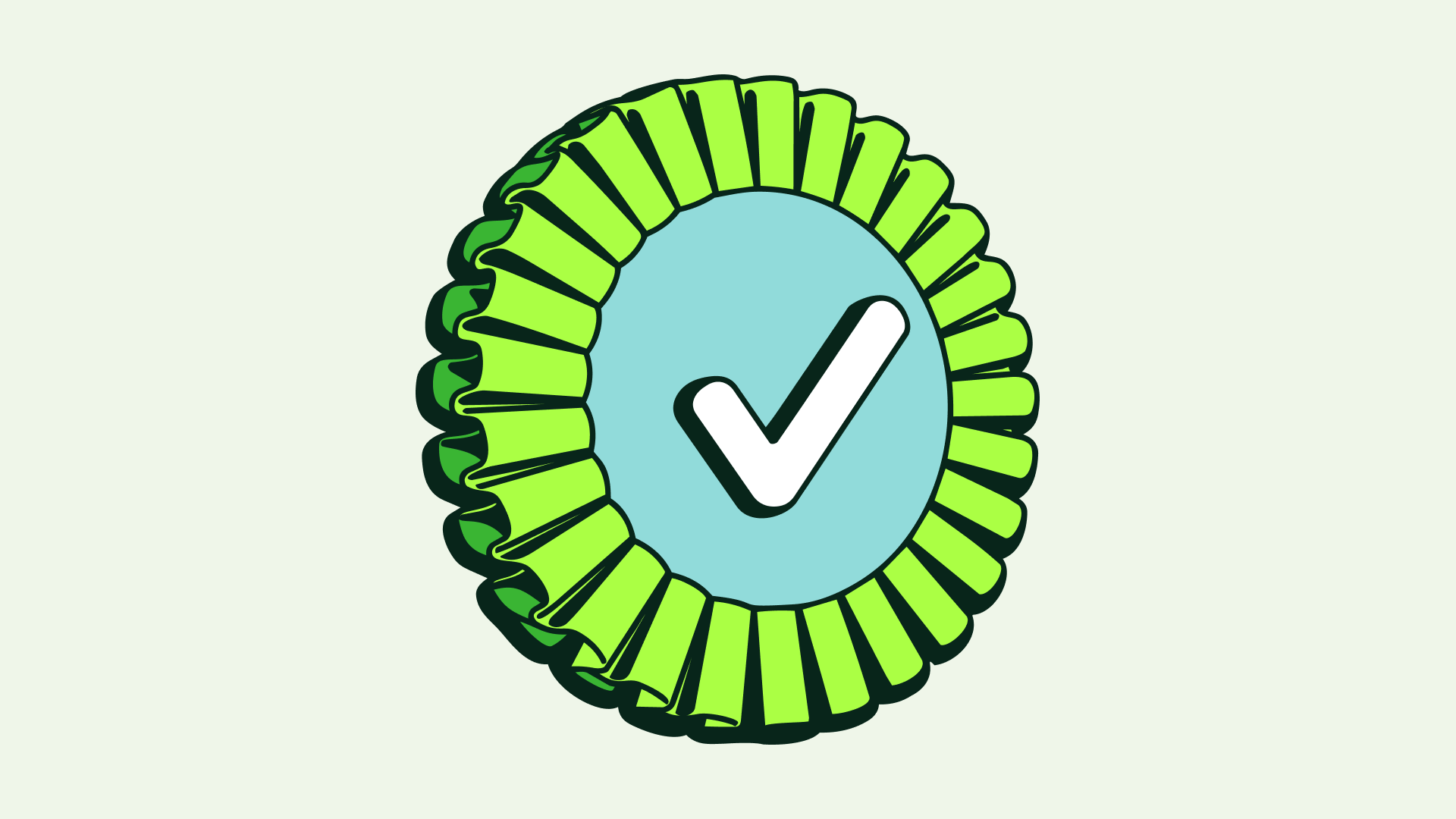 Illustration of a green ribbon badge with a checkmark, representing review and approval