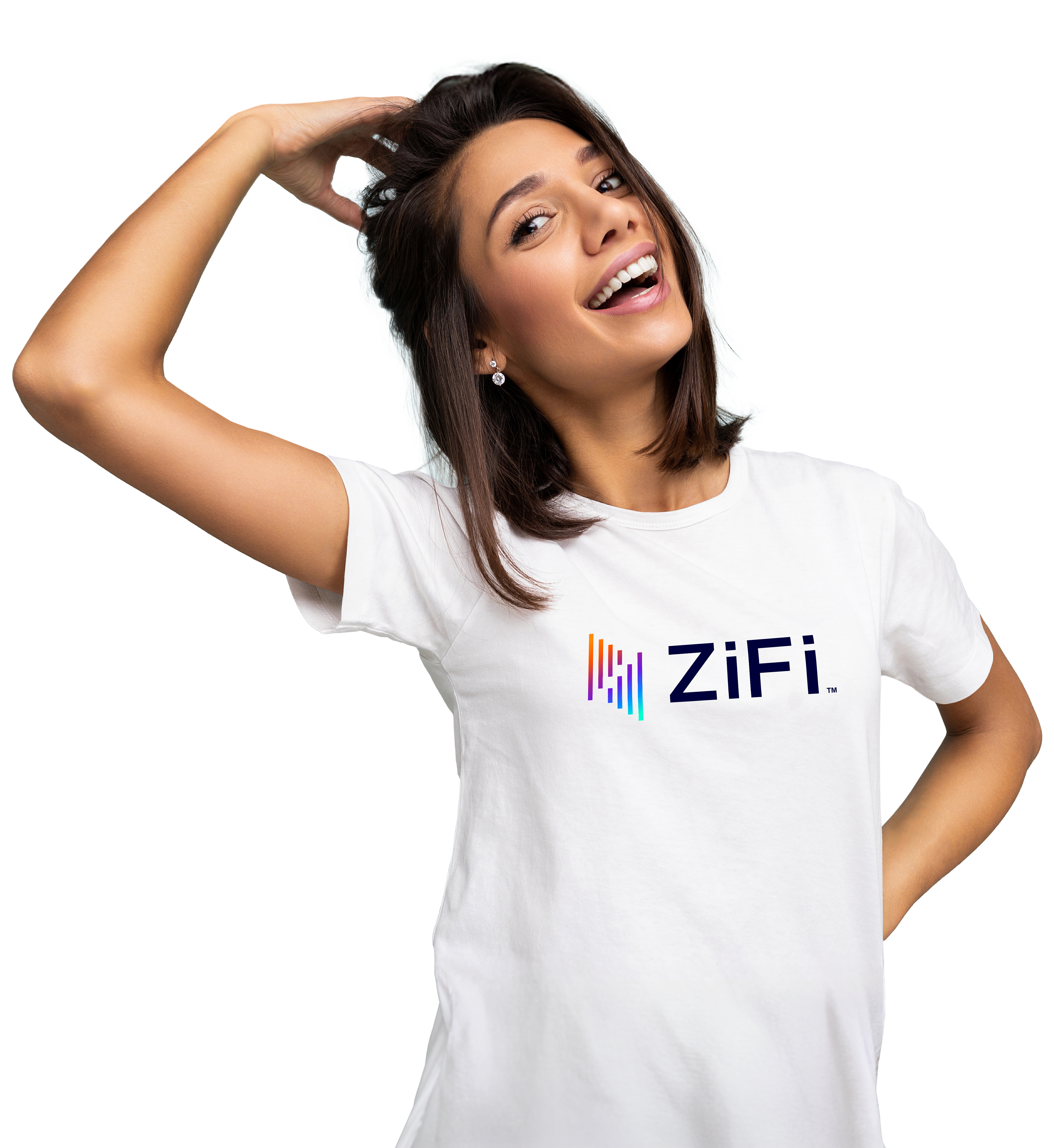 person wearing ZiFi t-shirt