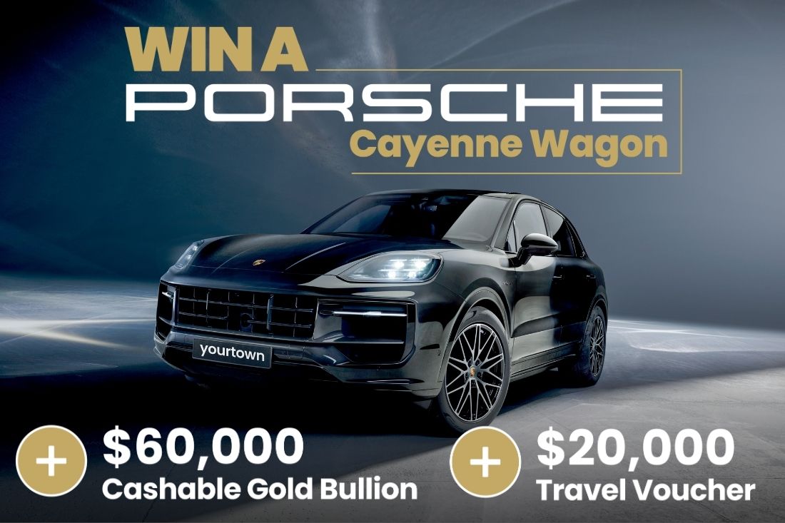 Black Porsche Cayenne Wagon with prize package details.