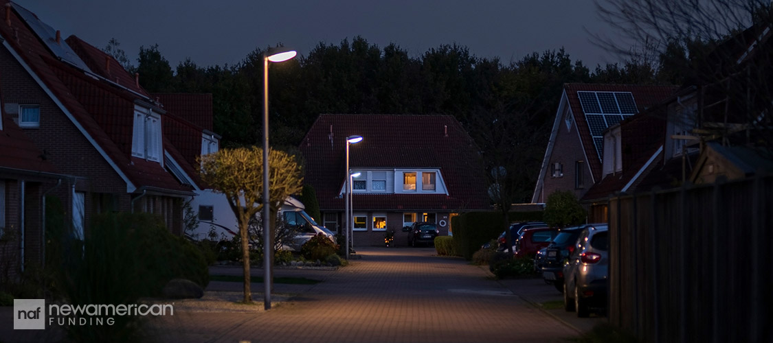 a neighborhood at night