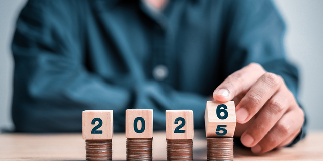 Countdown to 2026. Loading year from 2025 to 2026. New year start concept.