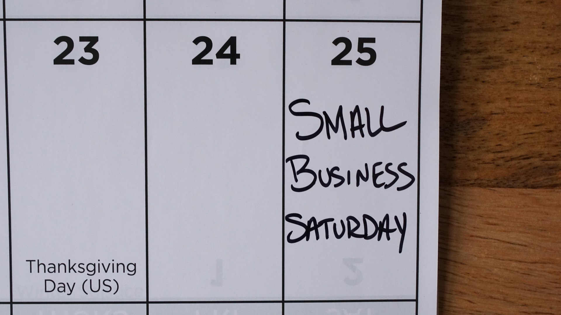 Small Business Saturday Marked on a Calendar