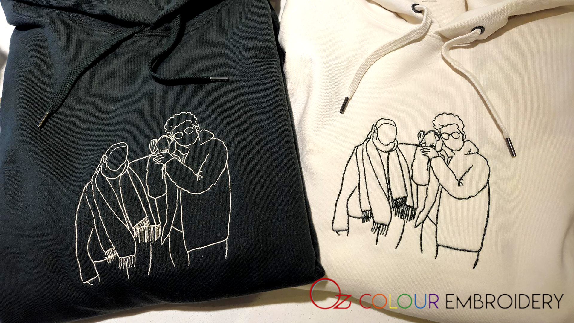 Personalised embroidered family portrait jumpers