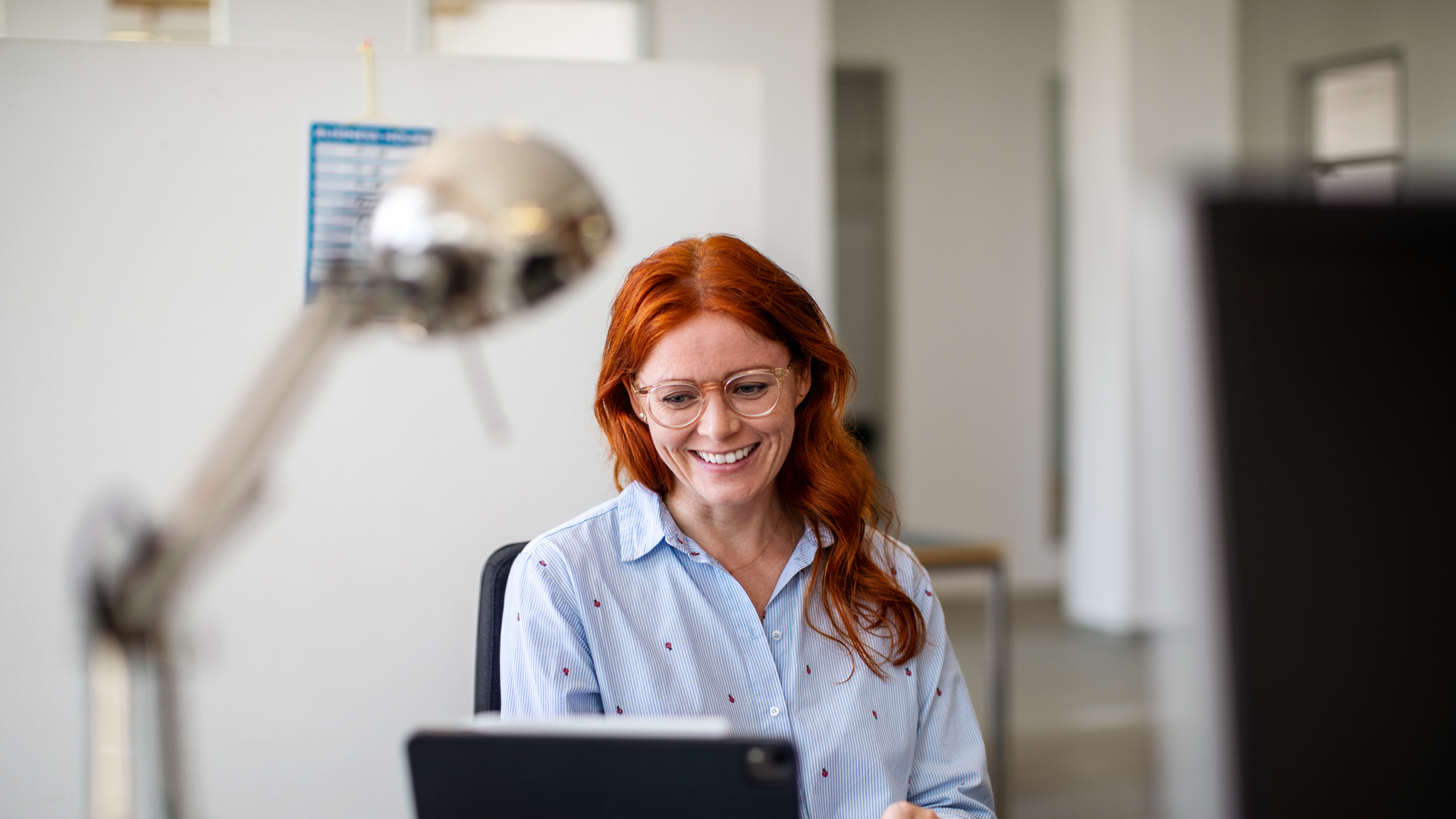 Businesswoman having a video call at office