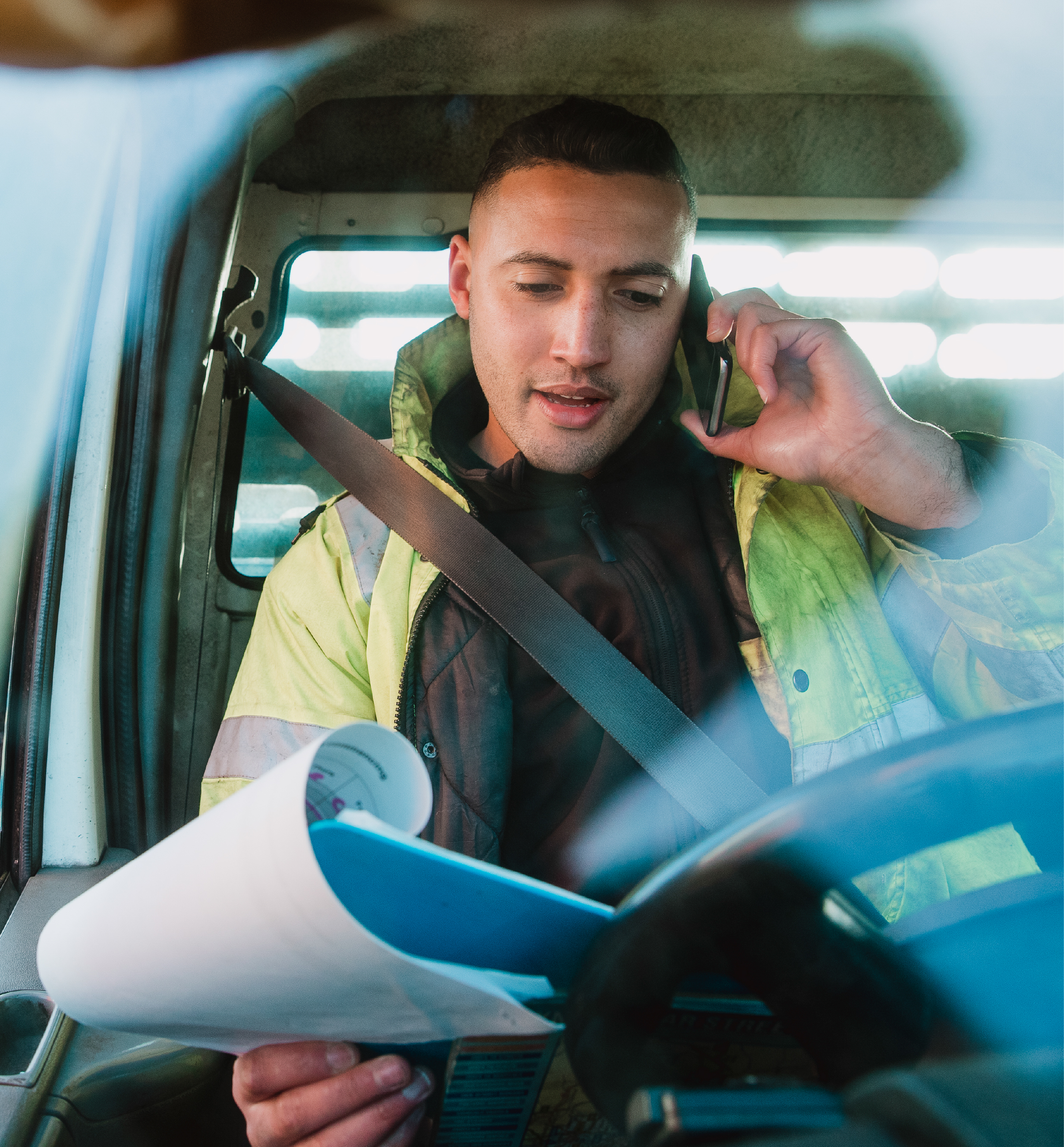 delivery driver on the phone