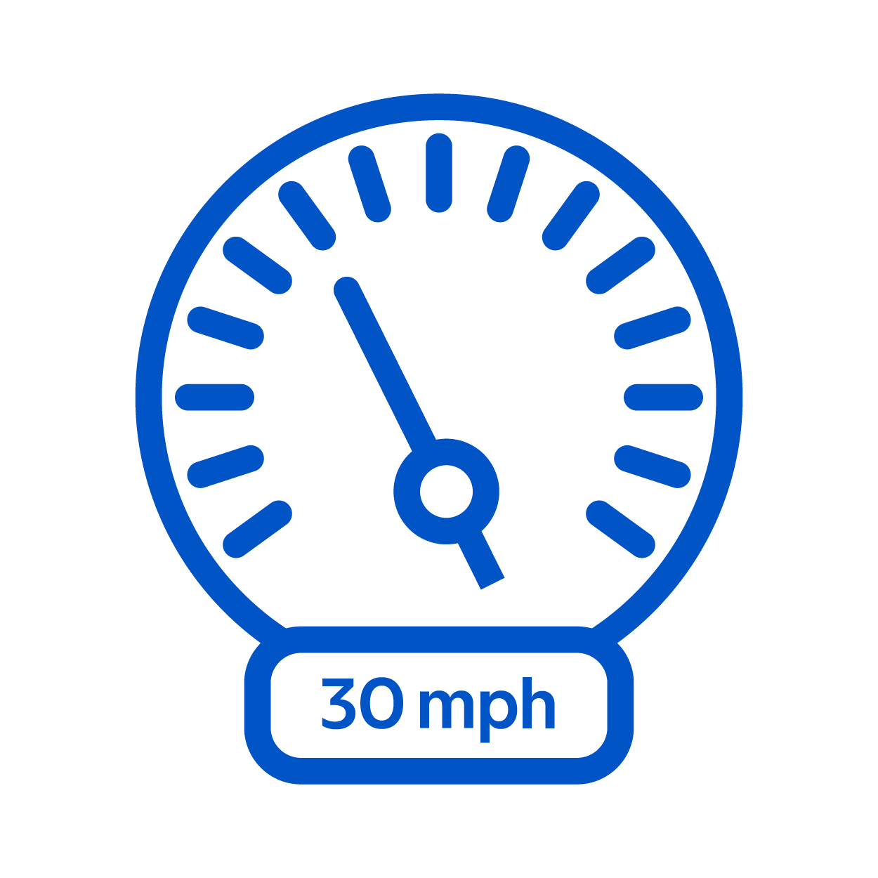 Blue icon of a cruise or adaptive cruise control warning light