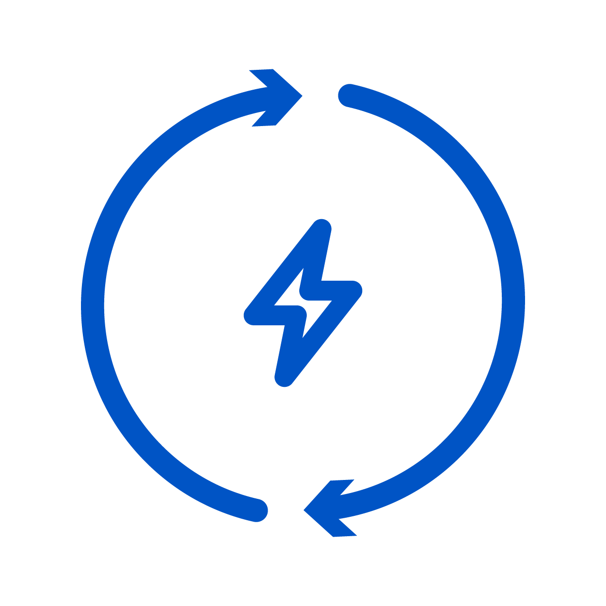 Blue icon of a regenerative braking warning light